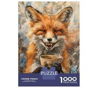 1000 Teenager Pieces Jigsaw Puzzle Evil Laugh Fox Coffee Tea Adult Jigsaw Puzzle Hands-on Game Wall Art Gifts for Friends And Family 52x38cm/1000pcs