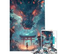 1000 Teenager Pieces Jigsaw Puzzle Fantasy Torii Gate Dragon Fun at Home Activities, Birthday Present Hands-on Game Suitable for Ages 14 And Up (50X75CM)