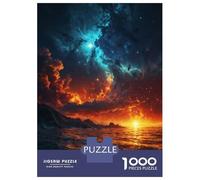 1000 Teenager Pieces Jigsaw Puzzle Fiery Sunset Over Ocean Adult Jigsaw Puzzle Hands-on Game Wall Art Gifts for Friends And Family 38x26cm/1000pcs