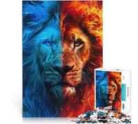 1000 teenager Pieces Jigsaw Puzzle Fire And Ice Lion Brain intelligence challenge addictive toys Artists Collection, Fine Art 50x70cm