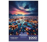 1000 Teenager Pieces Jigsaw Puzzle Fishing Village Sunset Jigsaw Puzzle Toy Wall Decor Difficult Challenge Gifts for Friends And Family 38x26cm/1000pcs
