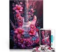 1000 teenager Pieces Jigsaw Puzzle Floral Electric Guitar Art Train your brain and hands gifts for friends and family 26x38cm