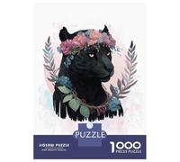 1000 Teenager Pieces Jigsaw Puzzle Floral Watercolor Panther Jigsaw Puzzle Hands-on Game Difficult Hard Gifts for Friends And Family 38x26cm/1000pcs