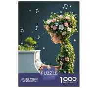 1000 Teenager Pieces Jigsaw Puzzle Flower Woman Playing Piano Jigsaw Puzzle Toy Wall Decor Difficult Challenge Gifts for Friends And Family 52x38cm/1000pcs