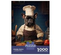 1000 Teenager Pieces Jigsaw Puzzle French Bulldog Chef Jigsaw Puzzle Hands-on Game Difficult Hard Gifts for Friends And Family 38x26cm/1000pcs