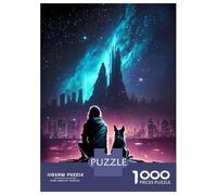 1000 Teenager Pieces Jigsaw Puzzle Future Night With My Dog Jigsaw Puzzle Hands-on Game Difficult Hard Gifts for Friends And Family 38x26cm/1000pcs