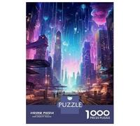 1000 Teenager Pieces Jigsaw Puzzle Futuristic City Skyscraper Jigsaw Puzzle Toy Wall Decor Difficult Challenge Gifts for Friends And Family 70x50cm/1000pcs