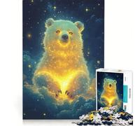 1000 Teenager Pieces Jigsaw Puzzle Glowing Bear in The Stars, Relaxing Games, Difficult Challenge, Unique Birthday And Gifts (38x26cm)