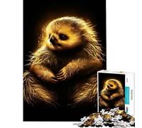 1000 Teenager Pieces Jigsaw Puzzle Gold Black Sloth Difficult And Challenge But Fun And Humorous Toy Wall Decor Suitable for Ages 14 And Up (38X26cm)