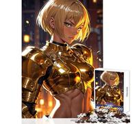 1000 Teenager Pieces Jigsaw Puzzle Golden Armor Warrior Toy Wall Decor Great Gift for Games Impossible Game Challenging To Complete (Size 38x52cm)