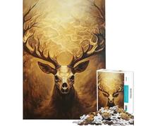 1000 Teenager Pieces Jigsaw Puzzle Golden Deer Skull Fun Activities at Home Difficult Challenge Educational Game for Age 14+ Game (38X52cm)