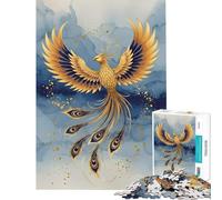1000 Teenager Pieces Jigsaw Puzzle Golden Phoenix Rising Fun at Home Activities, Birthday Present Hands-on Game Suitable for Ages 14 And Up (38X26CM)