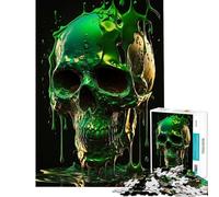 1000 Teenager Pieces Jigsaw Puzzle Golden Skull Poison Green Fun at Home Activities, Birthday Present Hands-on Game Suitable for Ages 14 And Up (50X75CM)