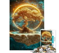 1000 Teenager Pieces Jigsaw Puzzle Golden Tree of Life Challenging To Complete Learning Educational Relax Games for And 14 Years And over (38x26cm)