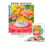 1000 Teenager Pieces Jigsaw Puzzle Henri Matisse Flamingo Coffee Art Print Practical Game Learning Educational Toys Gifts for Women Men But Fun And Humorous (Size 38x52cm)