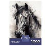 1000 Teenager Pieces Jigsaw Puzzle Horse Beauty Black Ink Jigsaw for Adults Hands-on Game Improve Memory Birthday Present, Gifts, 38x26cm/1000pcs