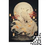 1000 Teenager Pieces Jigsaw Puzzle Japanese Fox Spirit Art Print-8 Puzzle for Adults Family Games Difficult Hard Birthday Present, Gifts, 70x50cm/1000pcs