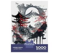 1000 Teenager Pieces Jigsaw Puzzle Japanese Temple Ink Wash Jigsaw Puzzle Hands-on Game Difficult Hard Gifts for Friends And Family 38x26cm/1000pcs