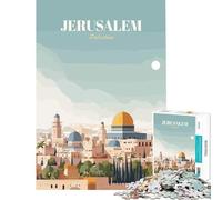 1000 Teenager Pieces Jigsaw Puzzle Jerusalem, Palestine Travel Poster Practical Game Learning Educational Toys Gifts for Women Men But Fun And Humorous (Size 75x50cm)