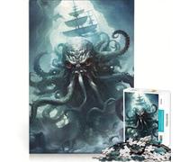 1000 Teenager Pieces Jigsaw Puzzle Kraken Attacking Ship Relaxing Games Difficult Challenge Unique Birthday And Gifts 50x75cm