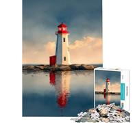 1000 Teenager Pieces Jigsaw Puzzle Lighthouse on Rocky Islet Challenging To Complete Learning Educational Relax Games for And 14 Years And over (50x75cm)