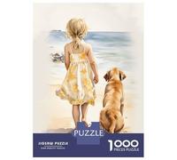 1000 Teenager Pieces Jigsaw Puzzle Little Girl with Labrador Jigsaw Puzzle Hands-on Game Difficult Hard Gifts for Friends And Family 70x50cm/1000pcs