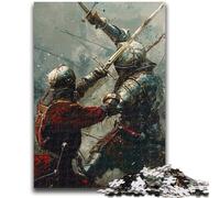 1000 Teenager Pieces Jigsaw Puzzle Medieval Sword Fight Suitable for Couples with Matching Poster And Trivia Sheet 50x75cm