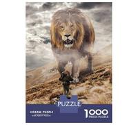 1000 Teenager Pieces Jigsaw Puzzle Mindset Lion Vs Man Jigsaw for Adults Hands-on Game Improve Memory Birthday Present, Gifts, 70x50cm/1000pcs