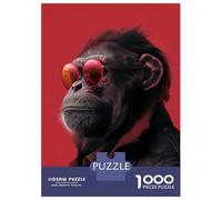 1000 Teenager Pieces Jigsaw Puzzle Monkey in Glasses Animal Adult Jigsaw Puzzle Hands-on Game Wall Art Gifts for Friends And Family 38x26cm/1000pcs