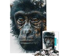 1000 Teenager Pieces Jigsaw Puzzle Monkey Portrait Challenging To Complete Learning Educational Relax Games for And 14 Years And over (38x52cm)