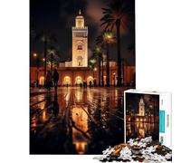 1000 Teenager Pieces Jigsaw Puzzle Mosque at Night In Morocco for Educational Game Challenge Toy Educational Game For Family Fun Great Gifts (Size 75x50cm)