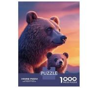 1000 Teenager Pieces Jigsaw Puzzle Mother Bear And Cub at Sunset Jigsaw Puzzle Hands-on Game Difficult Hard Gifts for Friends And Family 52x38cm/1000pcs