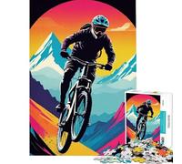 1000 Teenager Pieces Jigsaw Puzzle Mountain Biker Landscape for Educational Game Challenge Toy Educational Game For Family Fun Great Gifts (Size 38x26cm)
