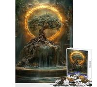 1000 Teenager Pieces Jigsaw Puzzle Mystical Tree with Fire Ring Hands-on Game Perfect Decoration Educational Toy Train Your Brain And Hands (38X26cm)