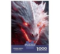 1000 Teenager Pieces Jigsaw Puzzle Mystical White Dragon Puzzle for Adults Family Games Difficult Hard Birthday Present, Gifts, 52x38cm/1000pcs