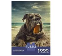 1000 Teenager Pieces Jigsaw Puzzle Neapolitan Mastiff Beer Jigsaws for Adults Toy Wall Decor Precision Cutting Educational Challenge 38x26cm/1000pcs