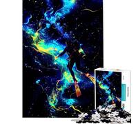 1000 Teenager Pieces Jigsaw Puzzle Neon Abyss︰ Diver in Motion Help The Brain Exercise Analysis And Logic Educational Games for Ages 14 And over (38x52cm)