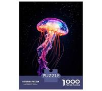 1000 Teenager Pieces Jigsaw Puzzle Neon Jellyfish Jigsaw for Adults Hands-on Game Improve Memory Birthday Present, Gifts, 52x38cm/1000pcs