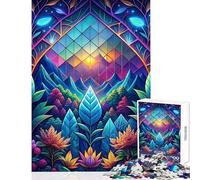 1000 Teenager Pieces Jigsaw Puzzle Neon Nature Stained Glass Hands-on Game Perfect Decoration Educational Toy Train Your Brain And Hands (38X52cm)