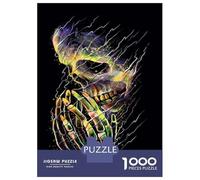 1000 Teenager Pieces Jigsaw Puzzle Neon Skull Art Print Jigsaws for Adults Toy Wall Decor Precision Cutting Educational Challenge 70x50cm/1000pcs