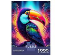 1000 Teenager Pieces Jigsaw Puzzle Neon Toucan Jigsaw Puzzle Toy Wall Decor Difficult Challenge Gifts for Friends And Family 70x50cm/1000pcs