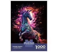 1000 Teenager Pieces Jigsaw Puzzle Neon Unicorn Loves Nebulae Jigsaw Puzzle Hands-on Game Difficult Hard Gifts for Friends And Family 52x38cm/1000pcs