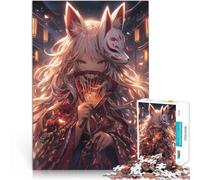 1000 teenager Pieces Jigsaw Puzzle Nine Tails Fox Girl Night Analyse und Logik Geburtstagsgeschenk, Geschenke52x38cm