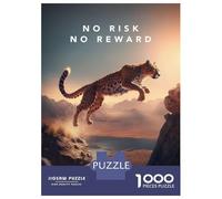 1000 Teenager Pieces Jigsaw Puzzle No Risk No Reward Cheetah Jigsaw for Adults Hands-on Game Improve Memory Birthday Present, Gifts, 38x26cm/1000pcs