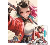 1000 Teenager Pieces Jigsaw Puzzle Oni Warrior Girl in Red Help The Brain Exercise Analysis And Logic Educational Games for Ages 14 And over (50x75cm)