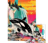 1000 Teenager Pieces Jigsaw Puzzle Orca Whale Killer Collage Help The Brain Exercise Analysis And Logic Educational Games for Ages 14 And over (38x52cm)