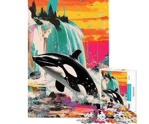 1000 Teenager Pieces Jigsaw Puzzle Orca Whale Killer Collage Help The Brain Exercise Analysis And Logic Educational Games for Ages 14 And over (38x52cm)