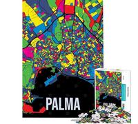 1000 Teenager Pieces Jigsaw Puzzle Palma De Mallorca Pop Art City Map Brain Intelligence Challenge Addictive Toys Fun Games Difficult Hard Great Gifts (size 38x26cm)