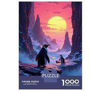 1000 Teenager Pieces Jigsaw Puzzle Penguins at Sunset Jigsaw Puzzle Hands-on Game Difficult Hard Gifts for Friends And Family 52x38cm/1000pcs