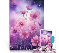 1000 teenager Pieces Jigsaw Puzzle Pink Cosmos Flowers in Galaxy Entspannungsspiele Geburtstagsgeschenk, Geschenke, Wandkunst52x38cm